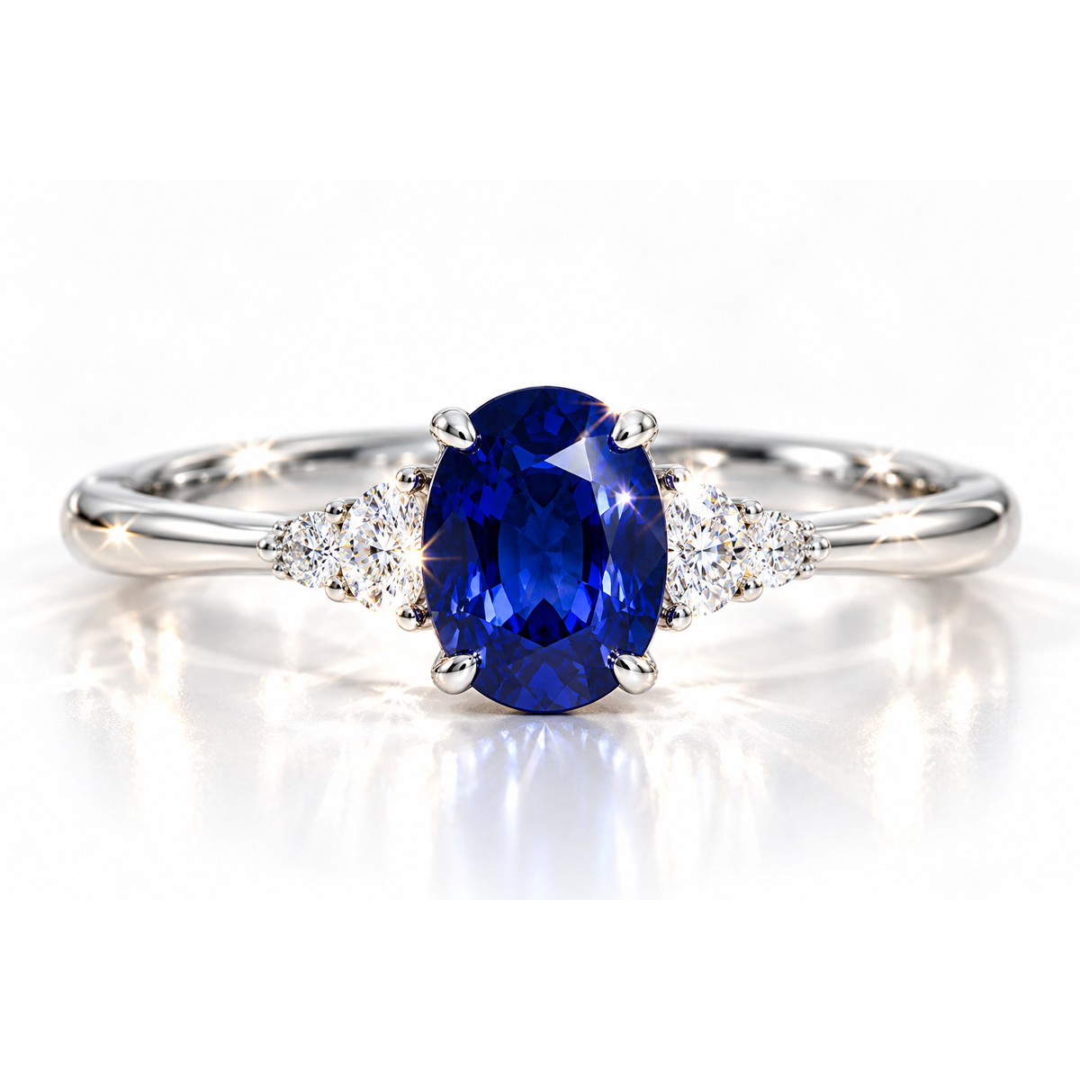 oval sapphire ring with side diamonds