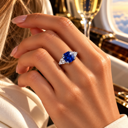 Anillo Trilogía de Zafiro Cojín