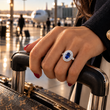 Oval Sapphire Halo Ring