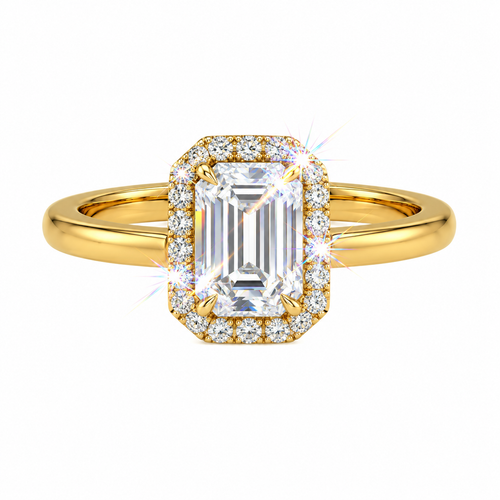 Anillo de halo de esmeralda