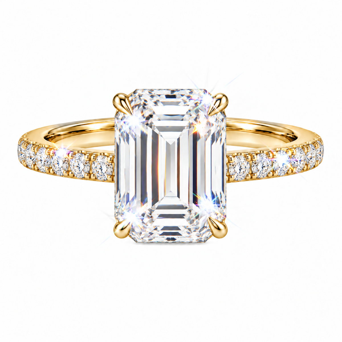 Anillo pavé de diamantes esmeralda