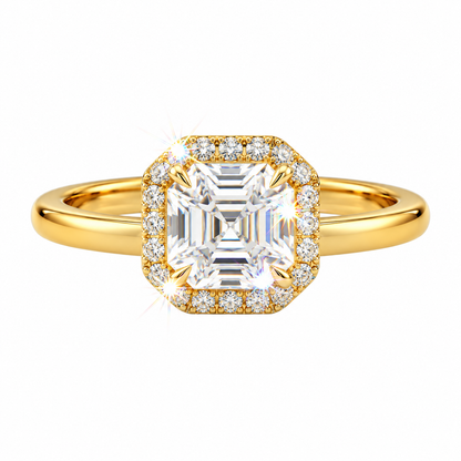 Anillo Asscher con halo