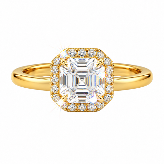 Asscher halo ring