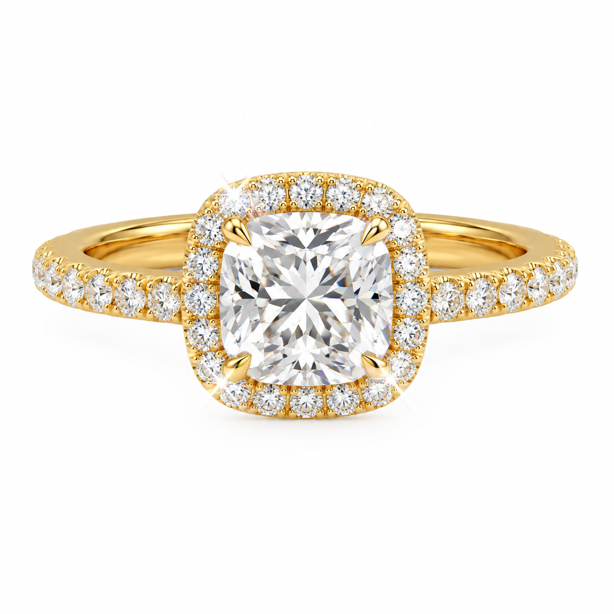 Anillo Pavé Halo Cojín