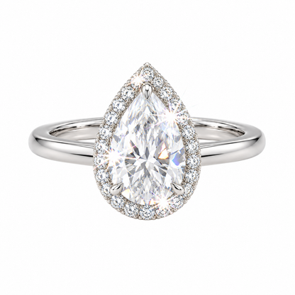 Anillo de halo con pera
