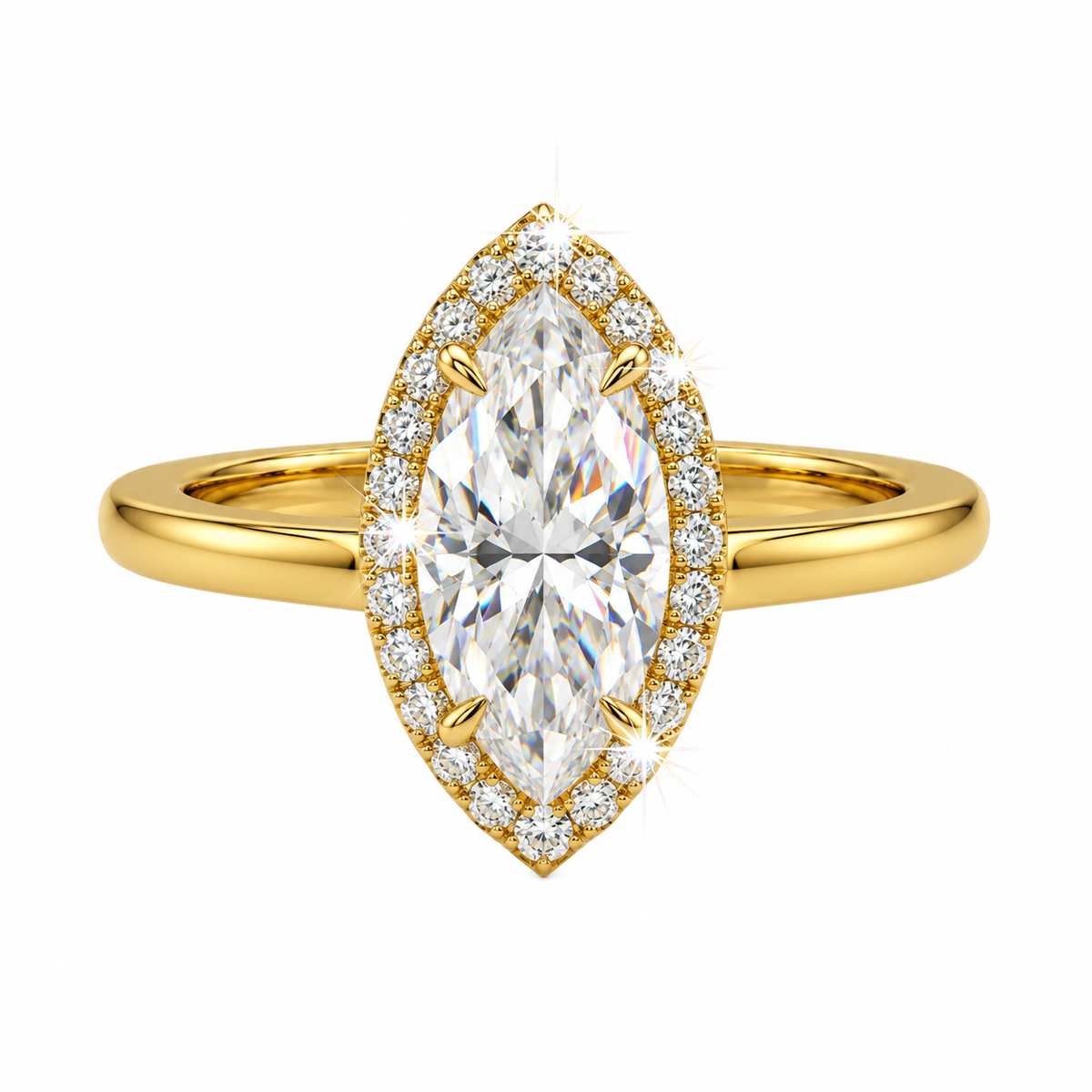 Anillo de compromiso marquesa con halo