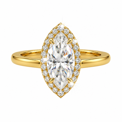 Anillo de compromiso marquesa con halo