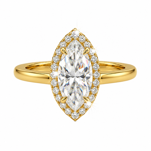 Anillo de compromiso marquesa con halo