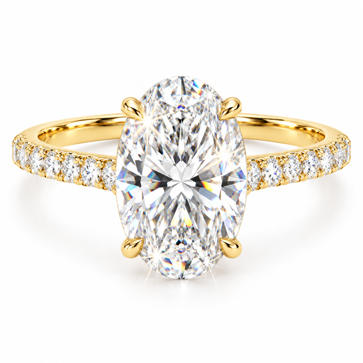 Anillo de diamantes pavé ovalado