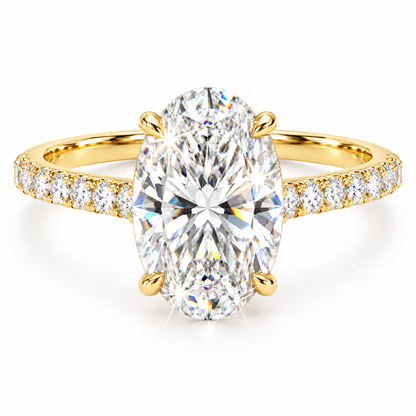 Anillo de diamantes pavé ovalado