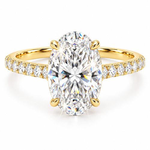 Anillo de diamantes pavé ovalado