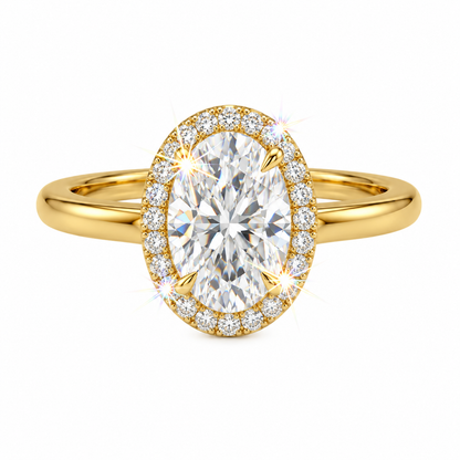 Anillo con halo ovalado