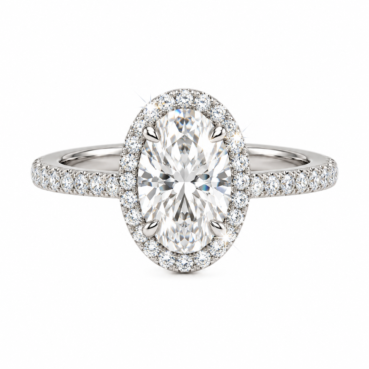 Anillo Ovalado Pavé con Halo