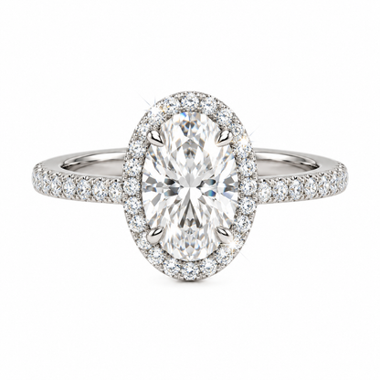 Anillo Ovalado Pavé con Halo