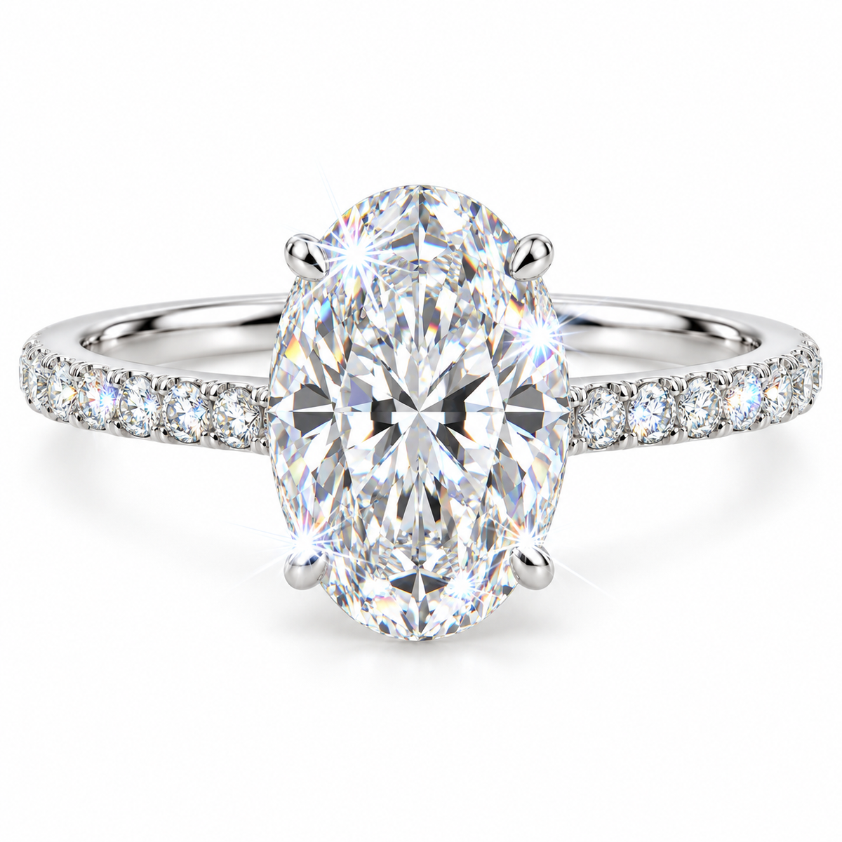 Anillo de diamantes pavé ovalado