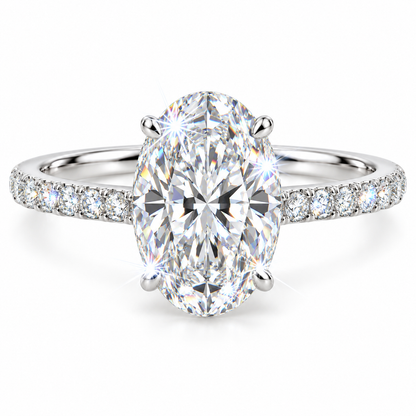 Anillo de diamantes pavé ovalado
