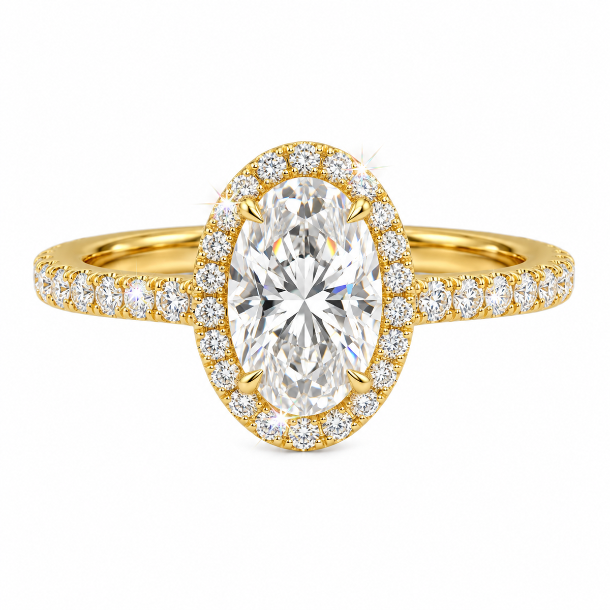 Anillo Ovalado Pavé con Halo