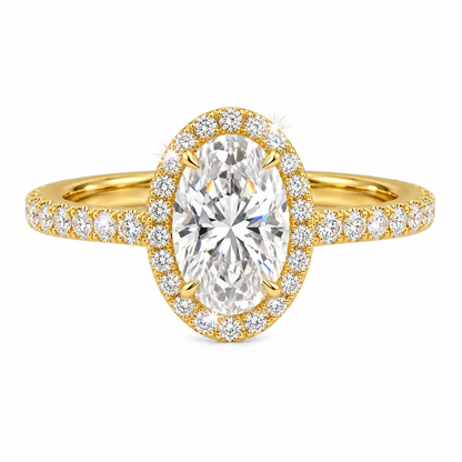Anillo Ovalado Pavé con Halo