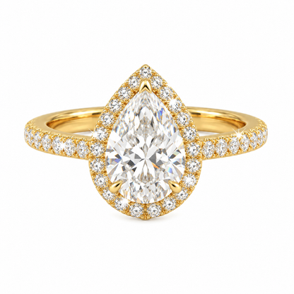 Anillo pavé con halo de pera