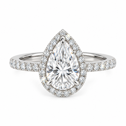 Anillo pavé con halo de pera