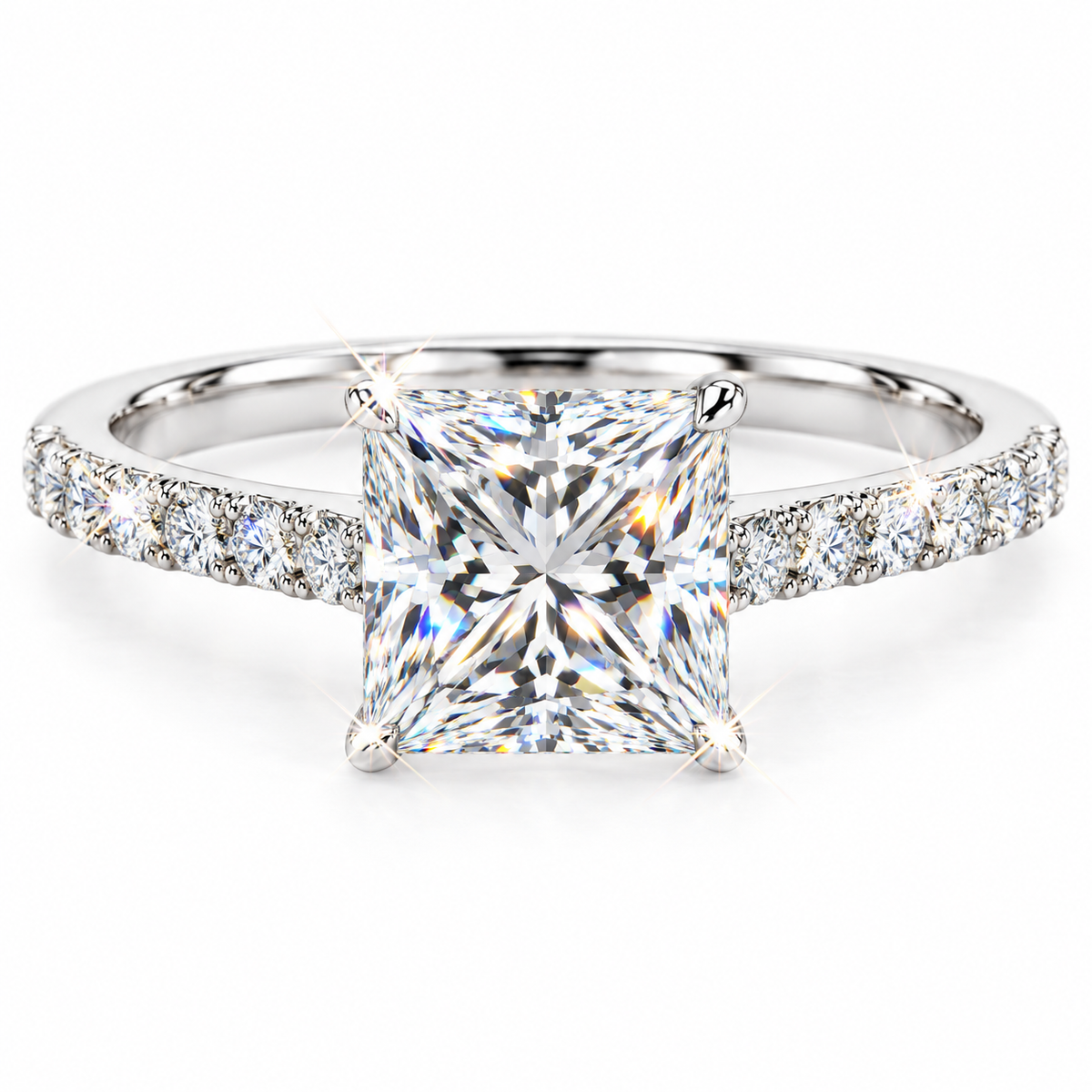 Anillo princesa de pavé de diamantes