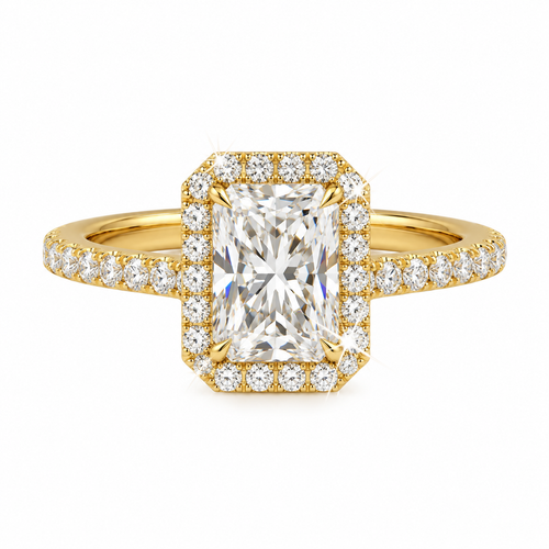 Anillo Pavé Halo Radiante