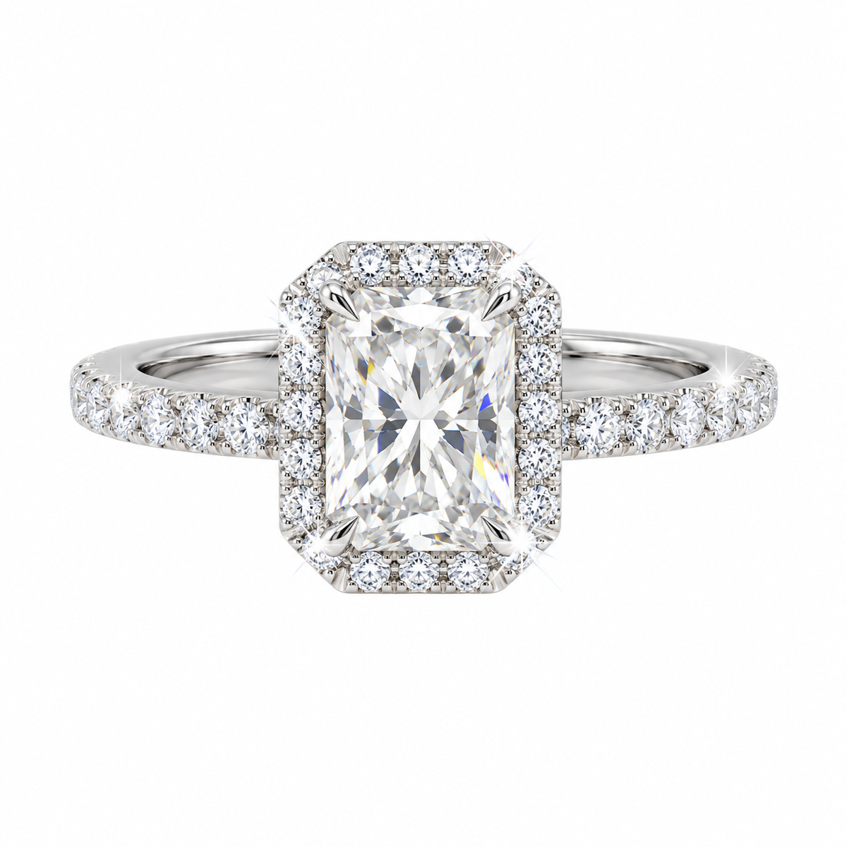 Anillo Pavé Halo Radiante