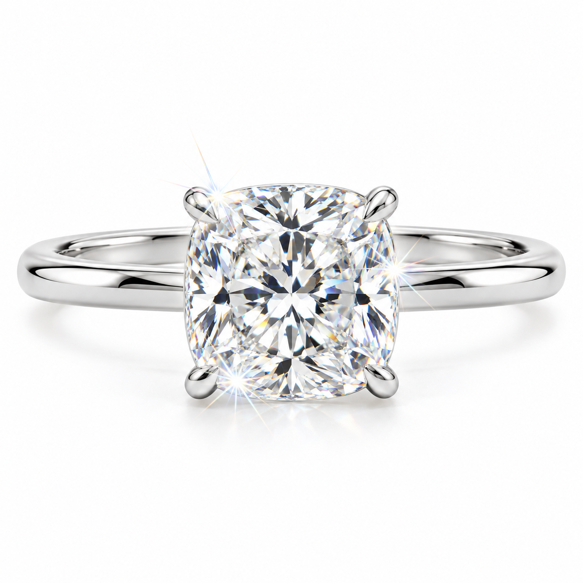 Cushion cut solitaire ring