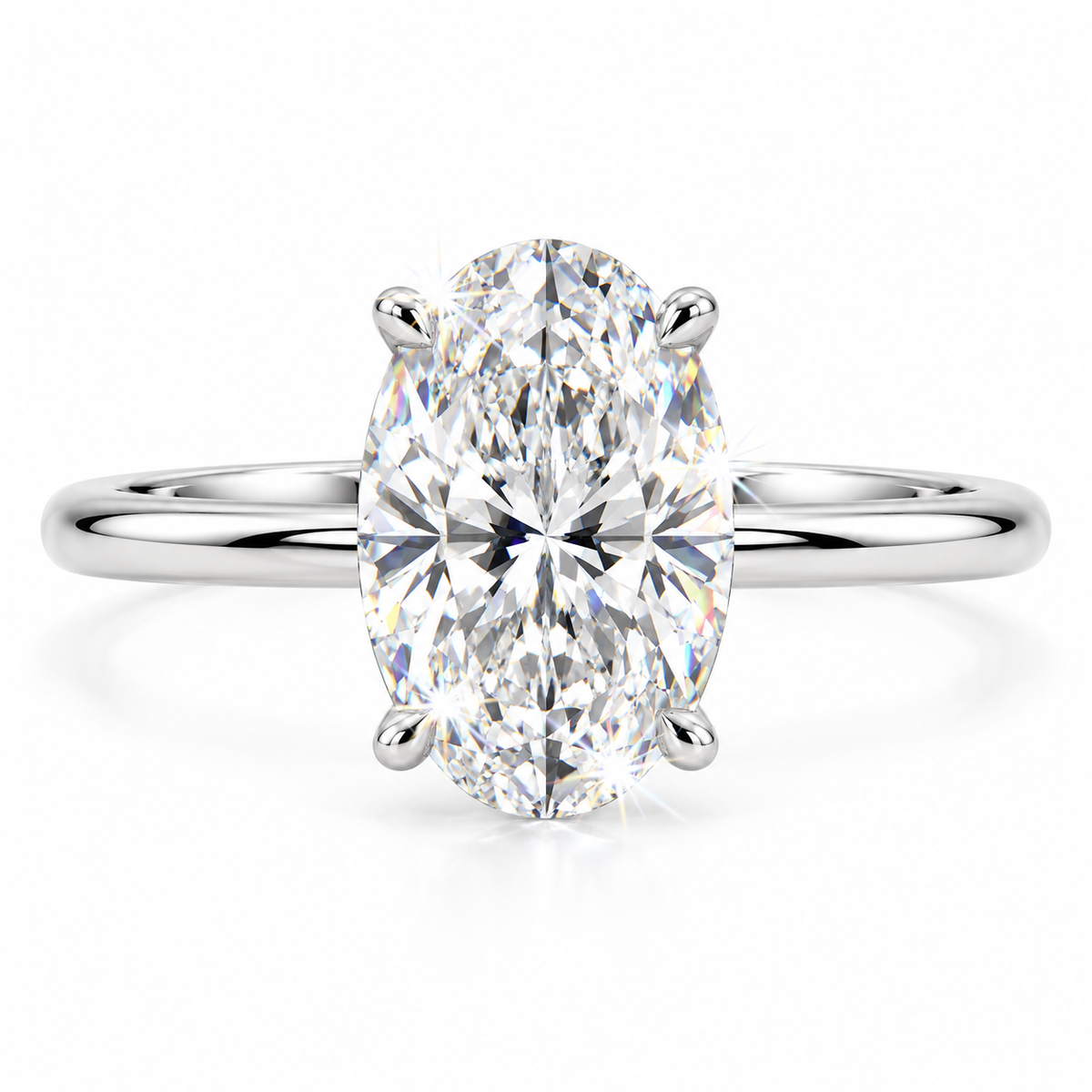 Anillo solitario de talla ovalada