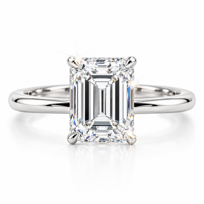 Anillo solitario de corte esmeralda