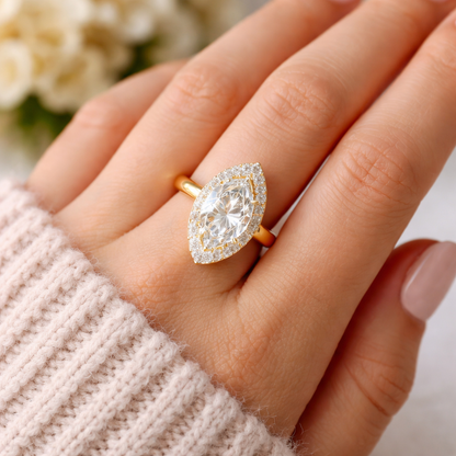 Marquise halo ring