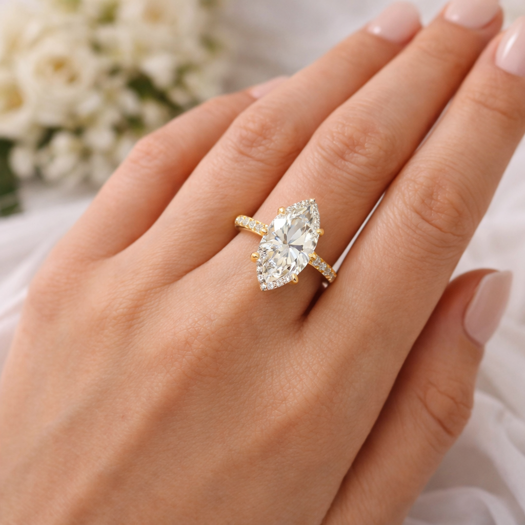Marquise Diamond pavé ring