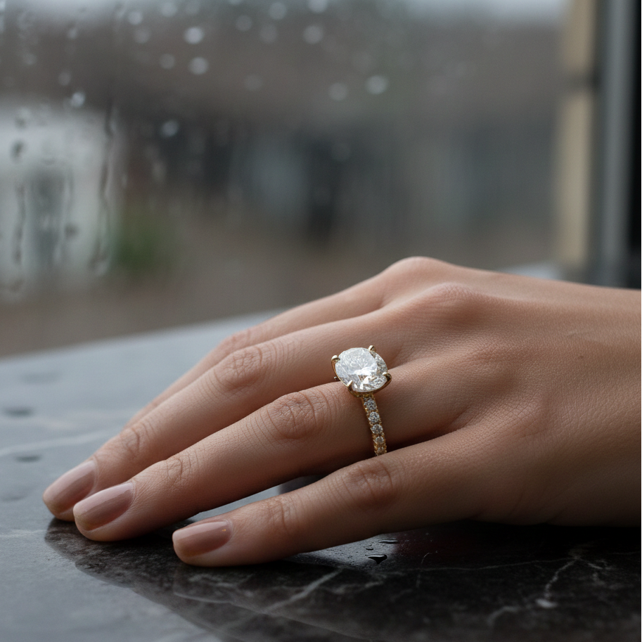 Oval Diamond pavé ring