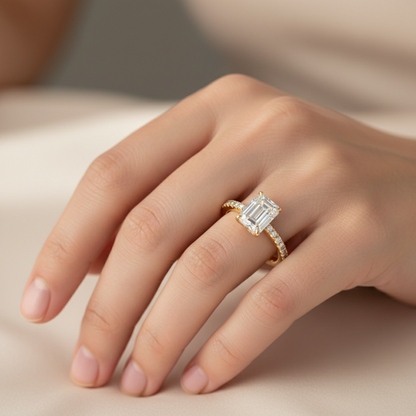 Emerald Diamond pavé ring