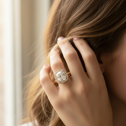 Cushion halo ring