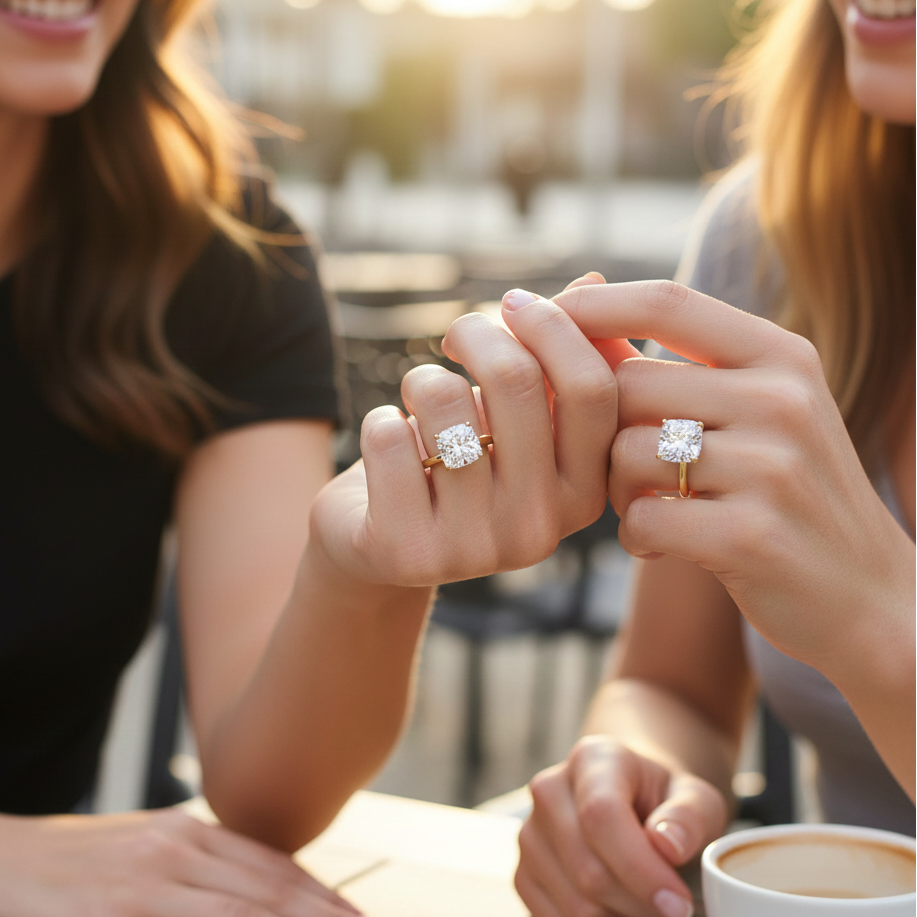 Cushion cut solitaire ring