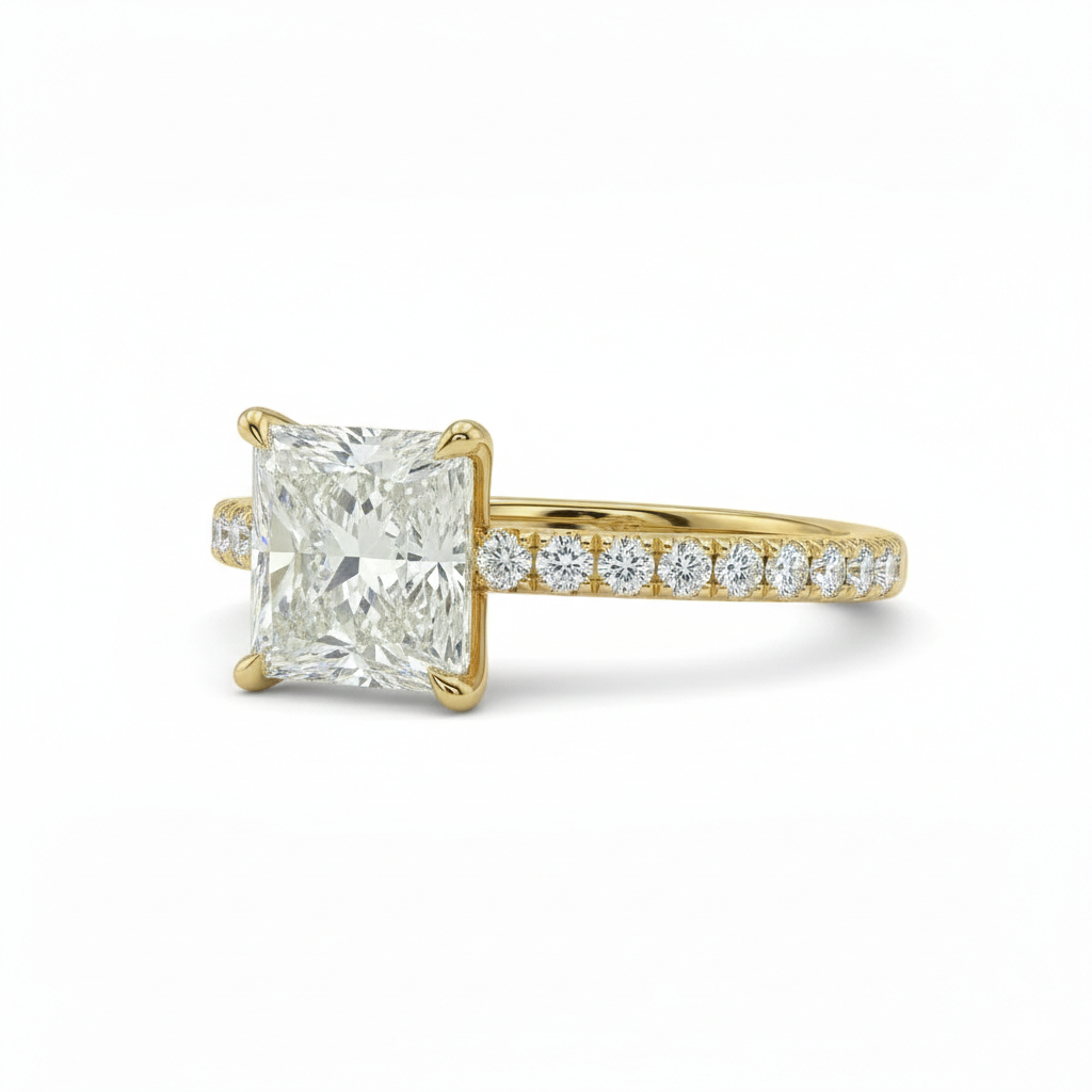 Princess Diamond pavé ring