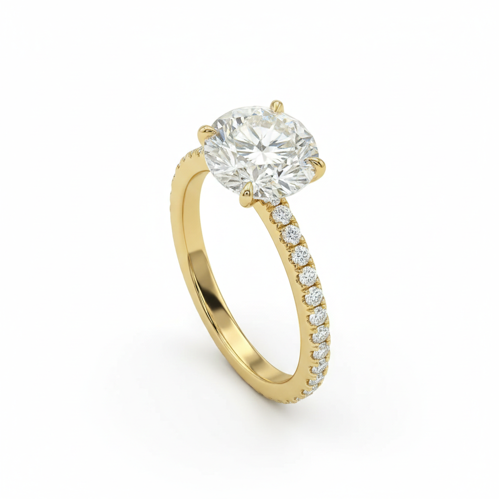 Round Brilliant Cut Diamond pavé ring
