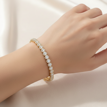 Round halo tennis bracelet