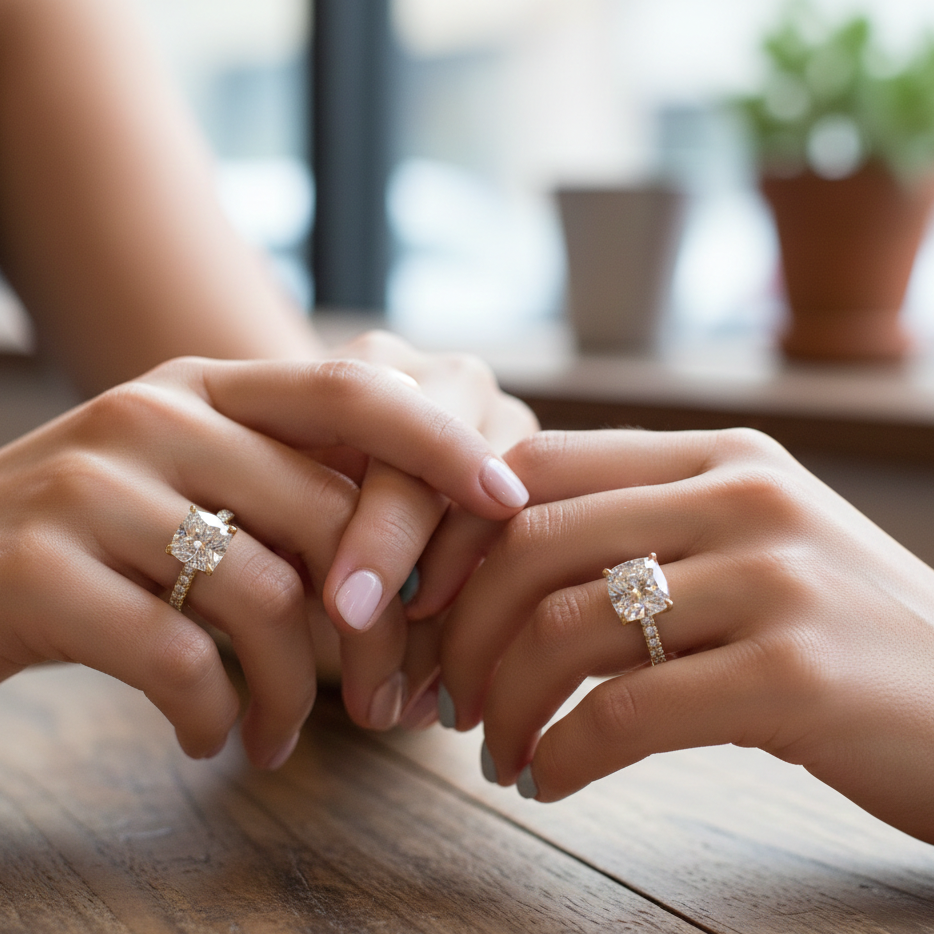Cushion Diamond pavé ring