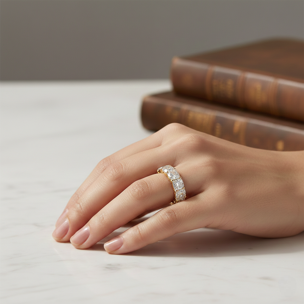 Full eternity ring cushion shape