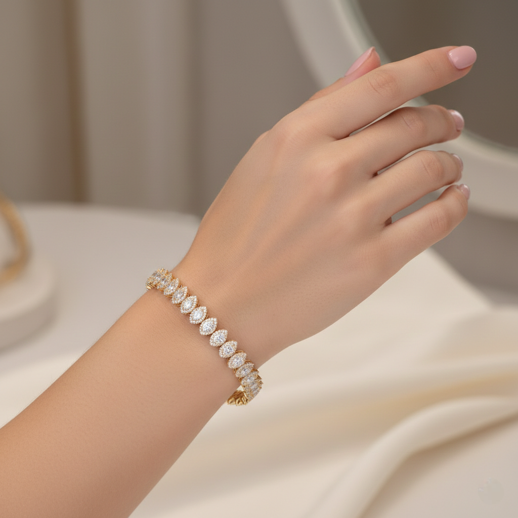 Pear  halo tennis bracelet