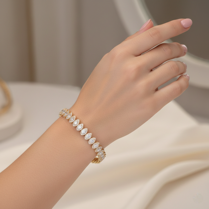 Pear  halo tennis bracelet