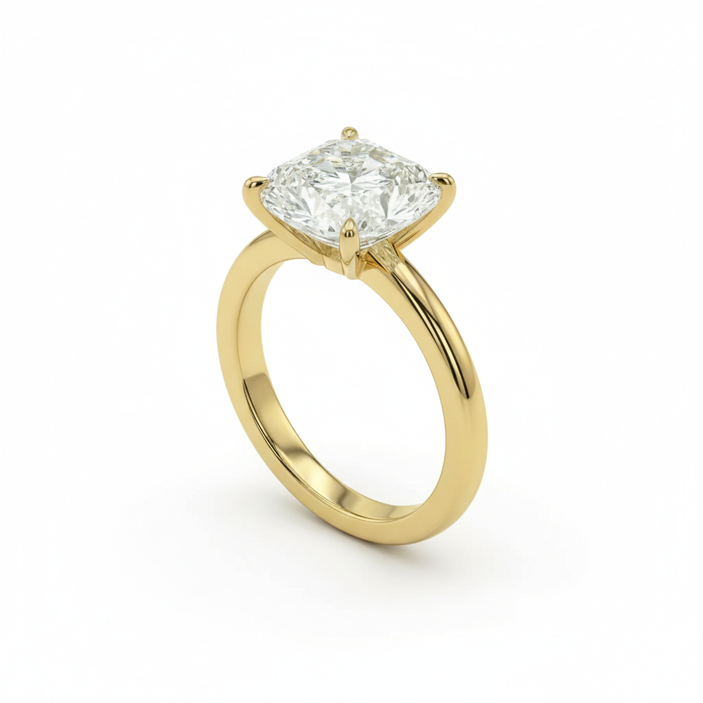 Cushion cut solitaire ring