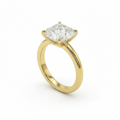 Cushion cut solitaire ring