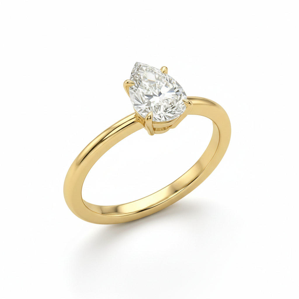 Pear cut solitaire ring