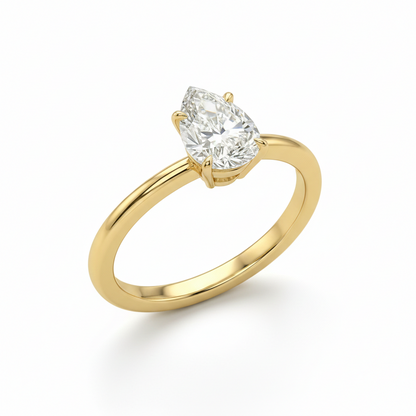 Pear cut solitaire ring