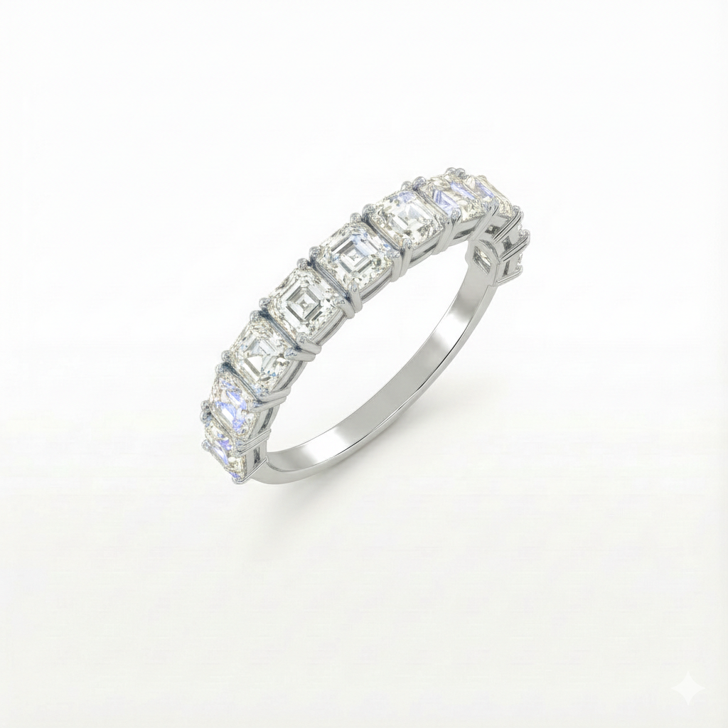 Asscher half eternity ring