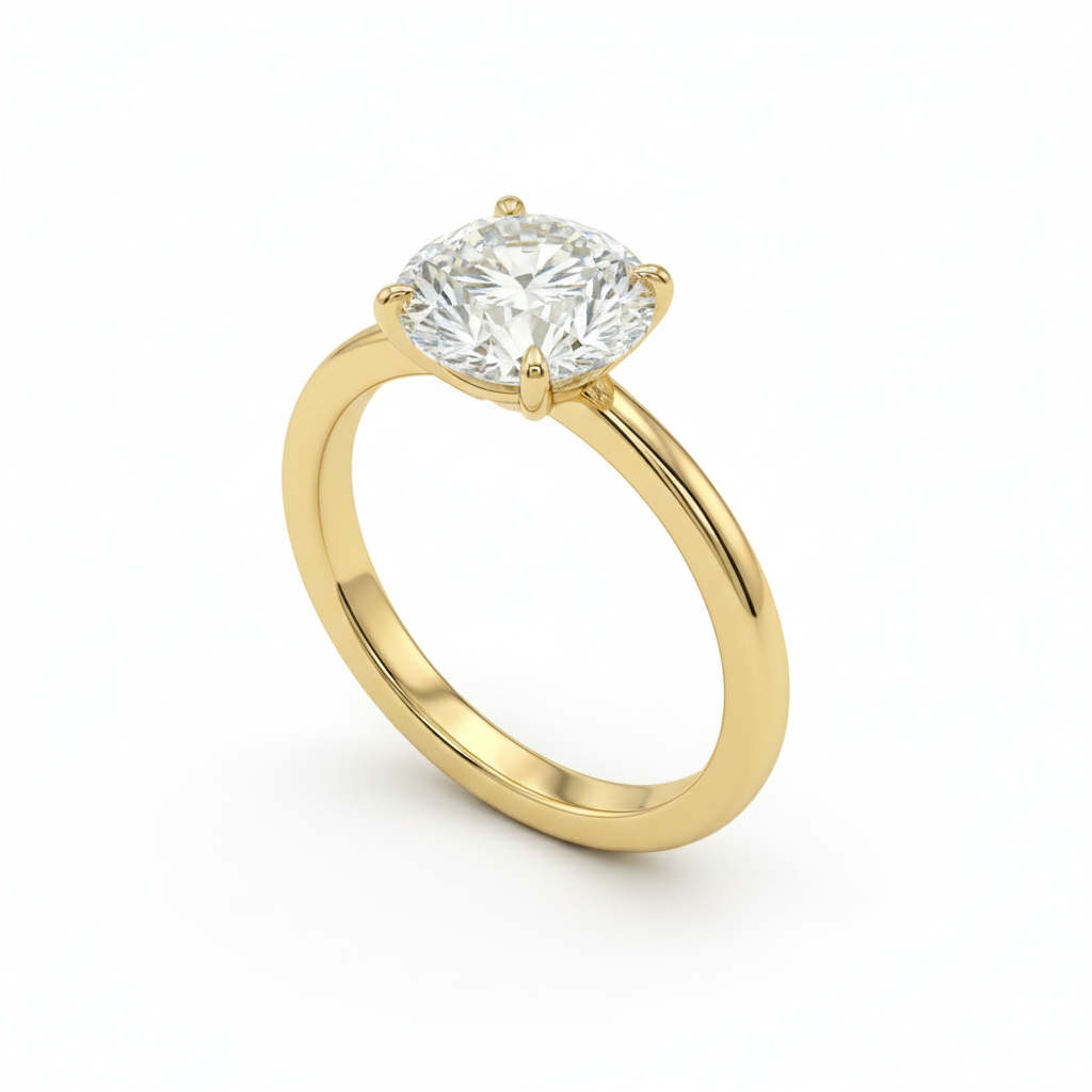 Round cut solitaire ring
