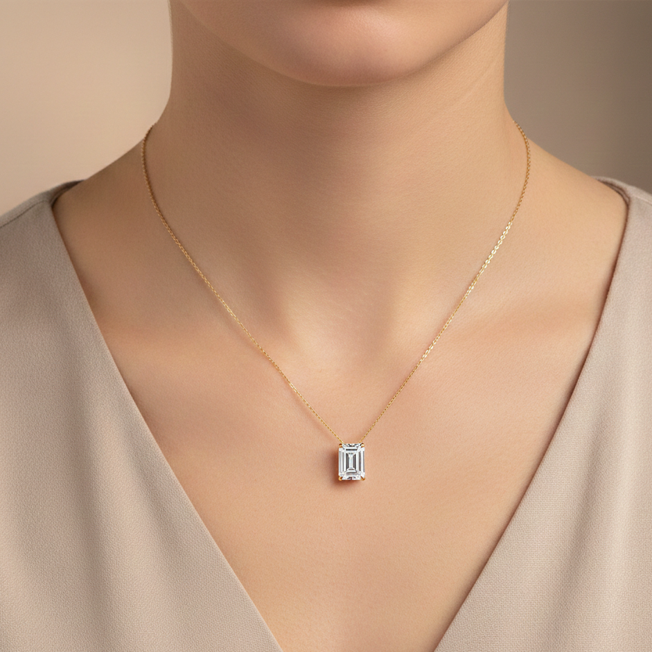 Radiant shape solitaire pendant